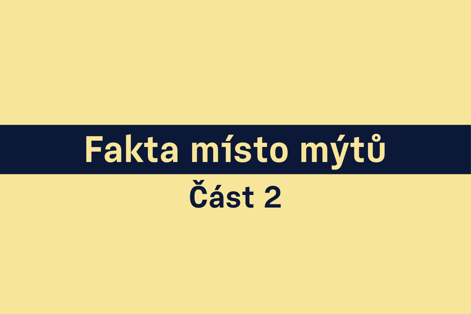 Text "Fakta místo mýtů Čast 2" na žlutém pozadí